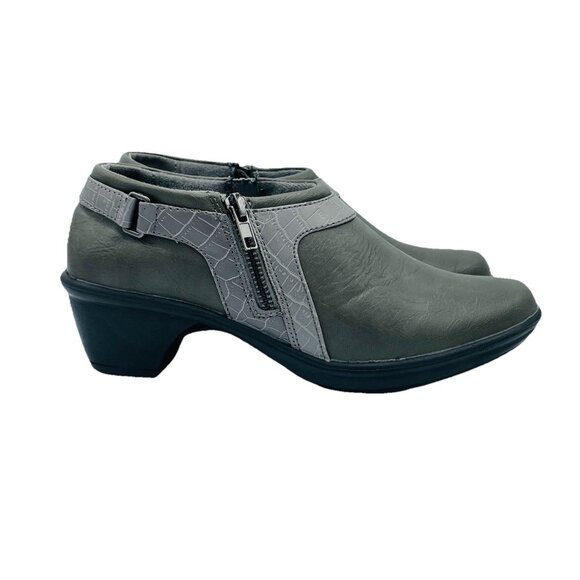 Easy Street Womens Shoes Size 7 M Gray Taupe Comfort Wave Ankle Booties Zip - Picture 1 of 11